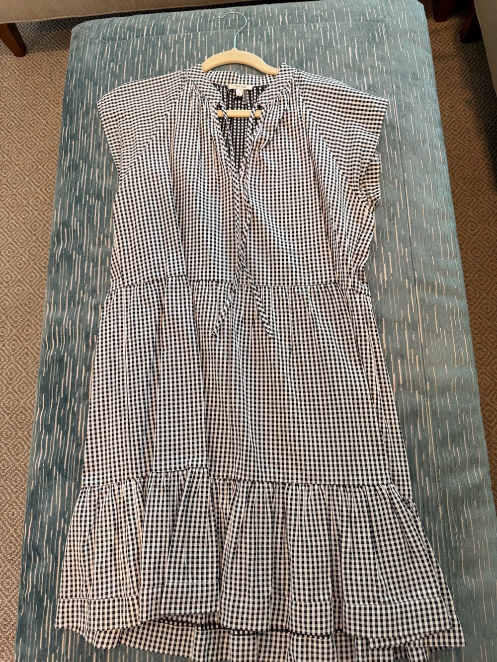 Tyler Boe Black and White Gingham Tiered Dress